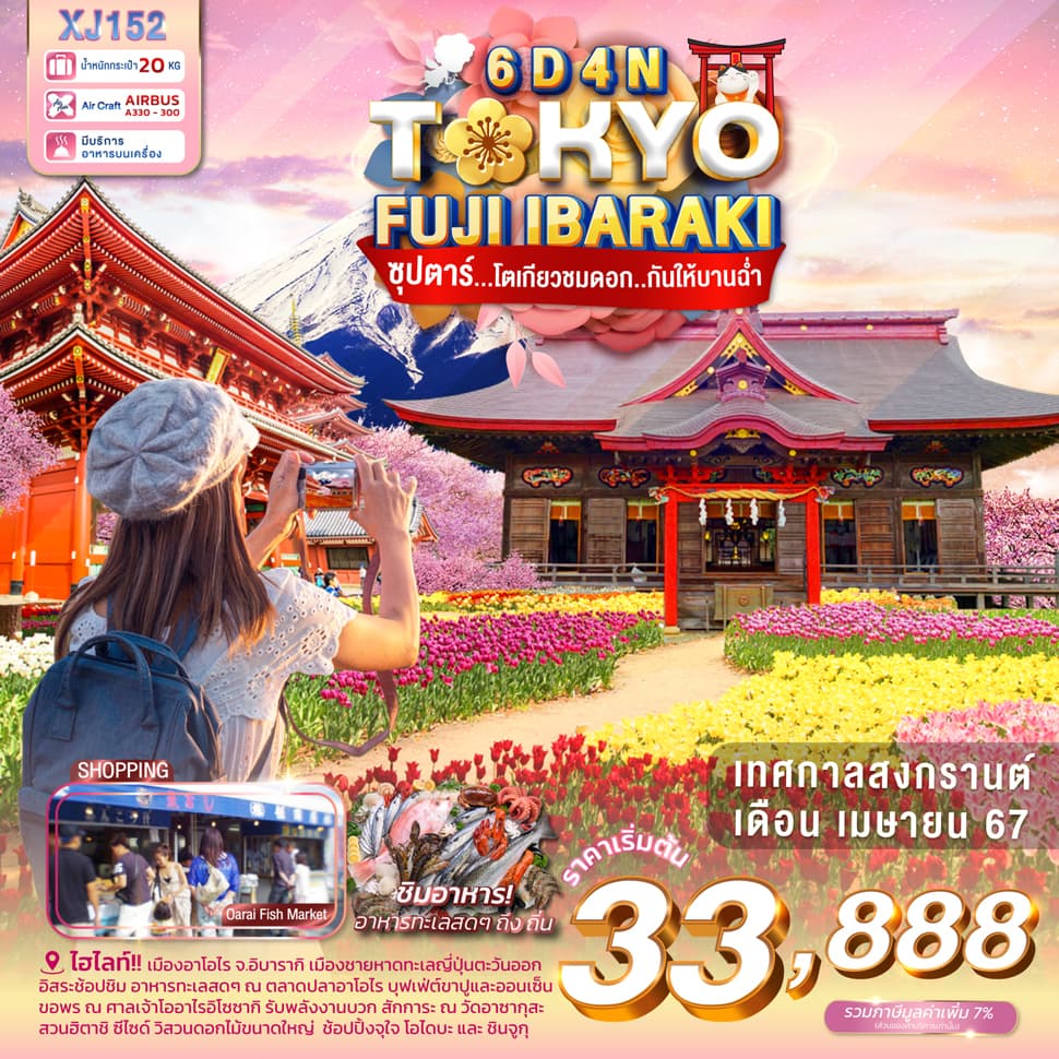 แบนเนอร์ทัวร์ TOKYO FUJI IBARAKI 6D 4N BY XJ -- APR'24 -- ซุปตาร์...โตเกียวชมดอก..กันให้บานฉ่ำ