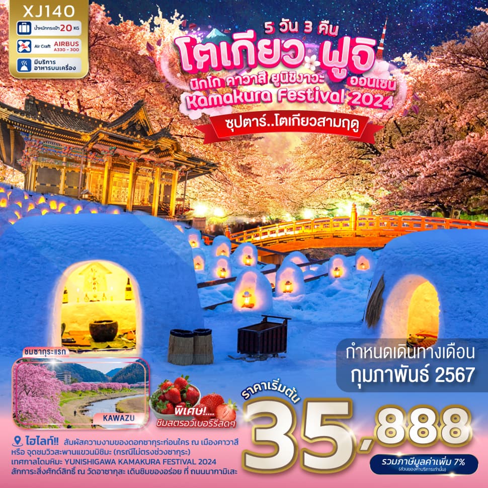 แบนเนอร์ทัวร์ TOKYO FUJI NIKKO KAWAZU SAKURA 5D 3N BY XJ